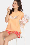 Rosaline Bon Appetit Knit Cotton Shorts Set - Deep Sea Coral — thumbnail 4